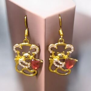 Elegant Red Heart Earrings